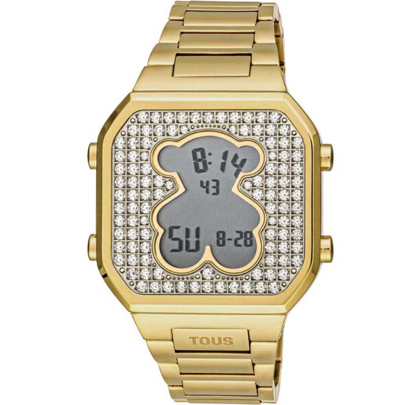 Reloj digital TOUS 3000130800 D-BEAR mujer con brazalete de acero IPG dorado y caja con 105 zirconitas cubicas CZ engastadas en paveé. Compralo en relojería Santa Cruz de Tenerife online