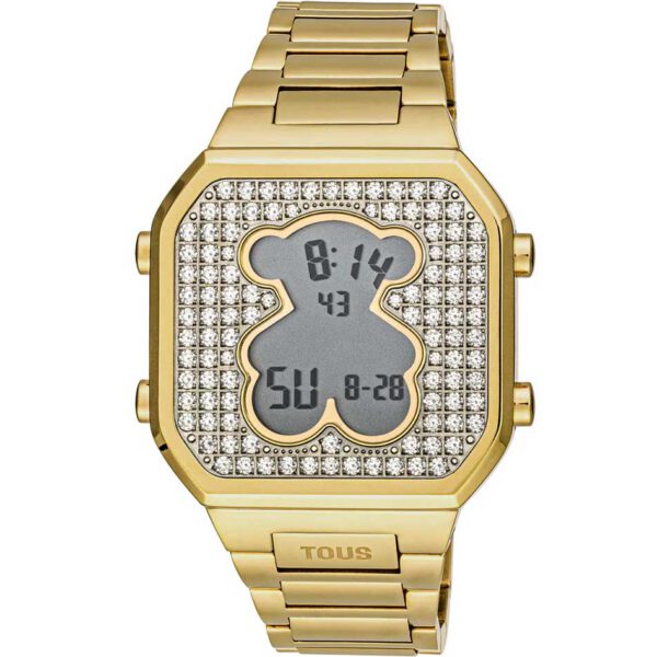 Reloj digital TOUS 3000130800 D-BEAR mujer con brazalete de acero IPG dorado y caja con 105 zirconitas cubicas CZ engastadas en paveé. Compralo en relojería Santa Cruz de Tenerife online
