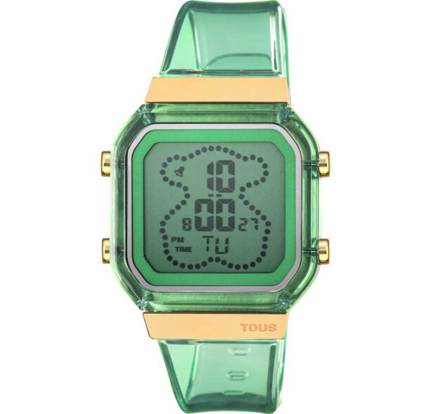 Reloj digital Tous 3000133000 D-BEAR mujer con caja y correa de policarbonato en color menta combinado con detalles de acero IPG dorado. tenerife