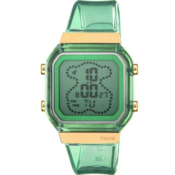 Reloj digital Tous 3000133000 D-BEAR mujer con caja y correa de policarbonato en color menta combinado con detalles de acero IPG dorado. tenerife