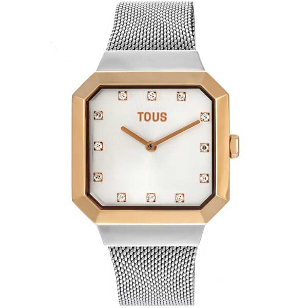 Reloj analógico TOUS 300358060 mujer Karat Squared de acero IPRG rosa con brazalete de acero 316L
